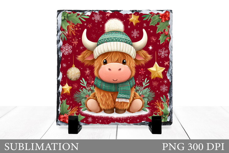 Christmas Cow Sublimation. Christmas Cow Slate Design