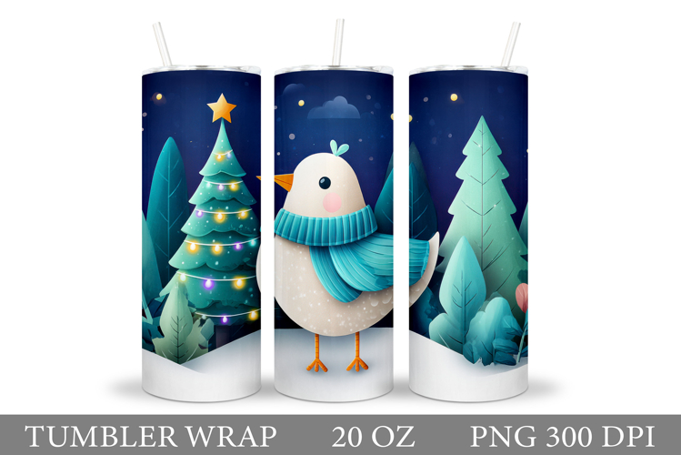 Christmas Bird Tumbler Design. Christmas Tumbler Sublimation