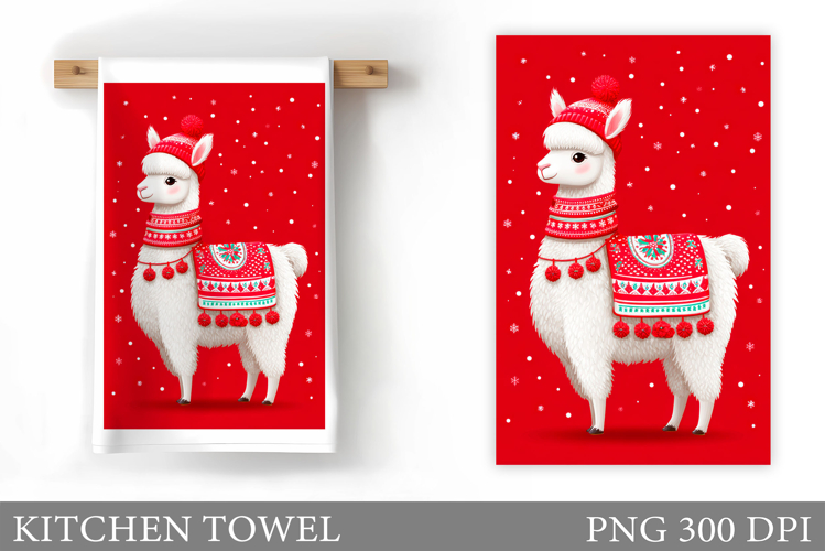 Christmas Lama Kitchen Towel. Christmas Kitchen Towel Design