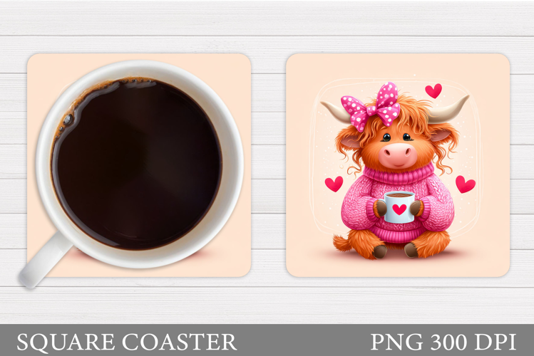 Valentines Cow Coaster Design. Valentines Square Coaster