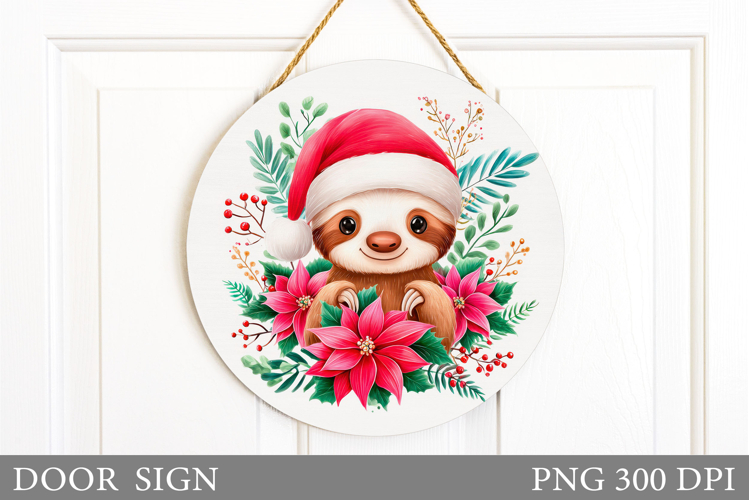 Christmas Sloth Door Sign. Christmas Door Sign Sublimation