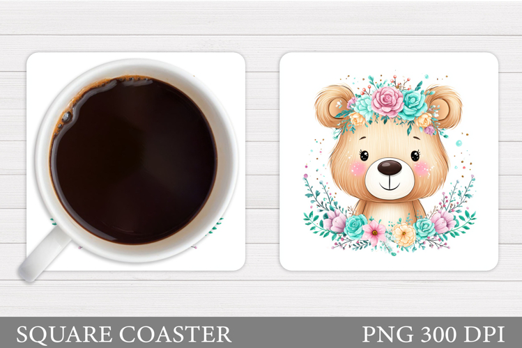 Cute Bear Coaster Design. Cute Bear Sublimation