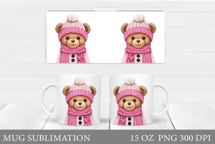 Cute Bear Mug Design. Christmas Mug Sublimation