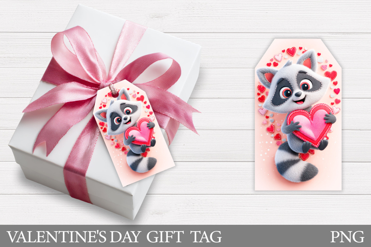 Valentines Raccoon Gift Tag. Valentine Gift Tag Printable
