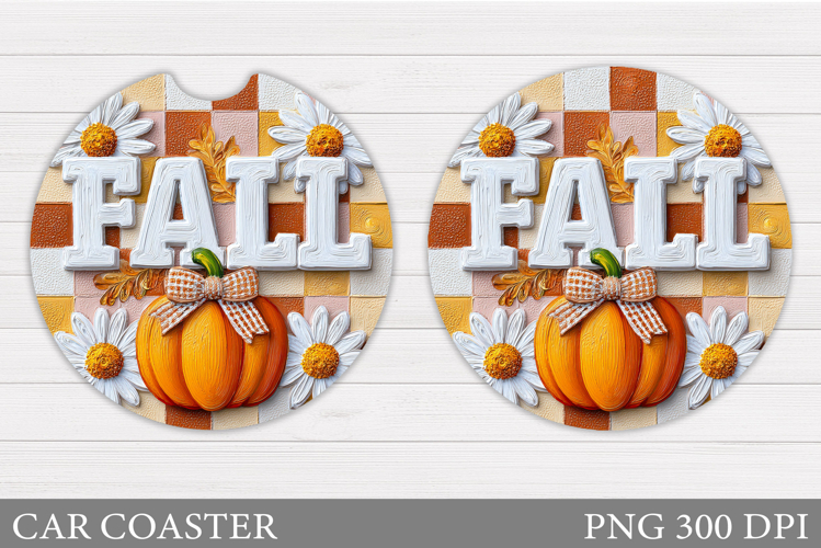 Fall Car Coaster Design. Pumpkin Car Coaster Sublimation