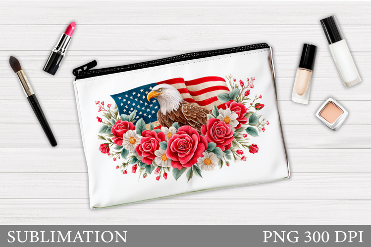 Patriotic Eagle Makeup Bag. Patriotic Cosmetics Bag Design