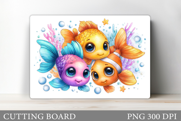 Cute Fish Cutting Board Design. Cute Fish Sublimation