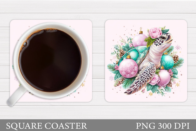 Christmas Turtle Coaster. Christmas Coaster Sublimation