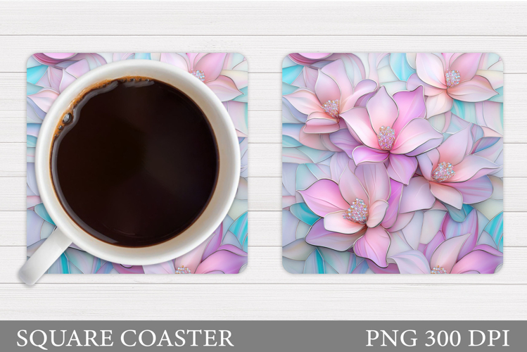 Flowers Coaster Sublimation. Floral Coaster Design