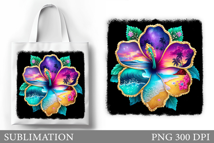 Hibiscus Tote Bag Design. Hibiscus Sublimation