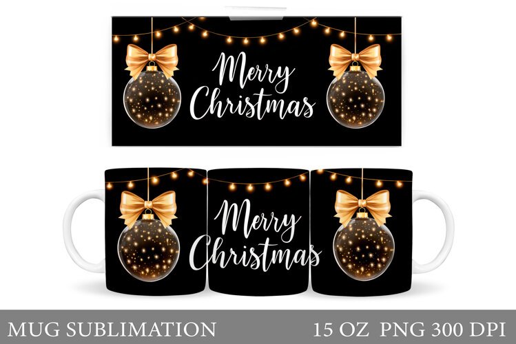 Merry Christmas Mug Design. Christmas Tree Sublimation example image 1