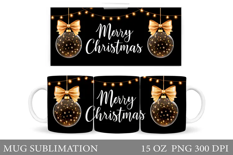 Merry Christmas Mug Design. Christmas Tree Sublimation