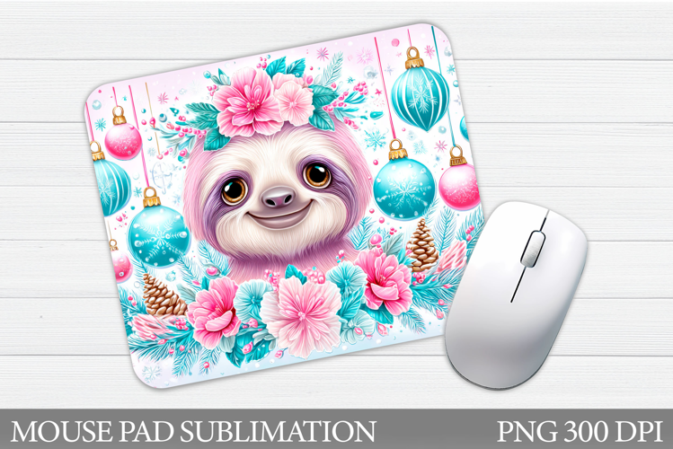 Christmas Sloth Mouse Pad. Christmas Mouse Pad Sublimation
