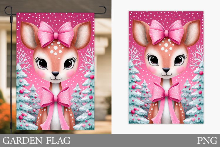 Christmas Deer Garden Flag. Christmas Garden Flag Design