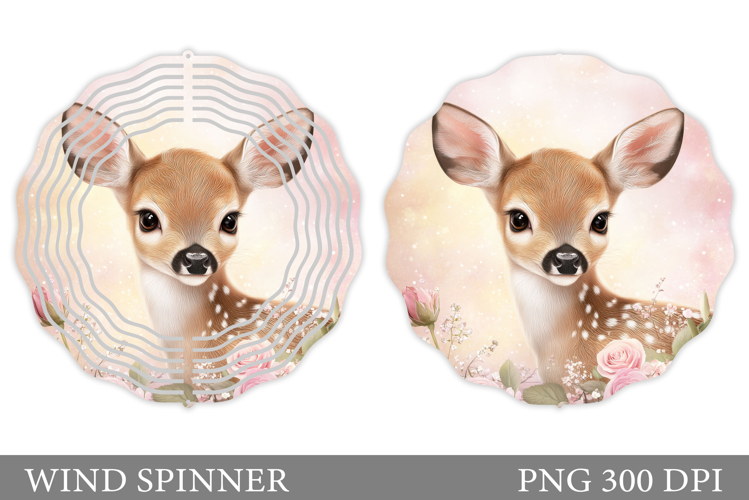 Cute Deer Wind Spinner. Deer Flowers Wind Spinner Design