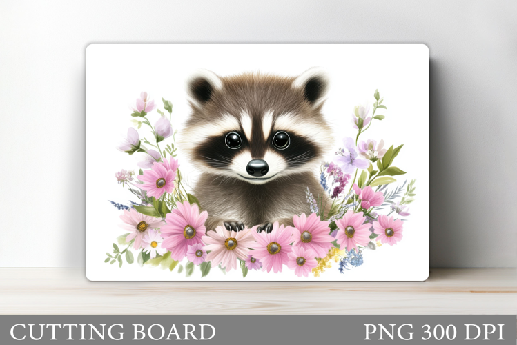 Raccoon Cutting Board. Flowers Cutting Board Design