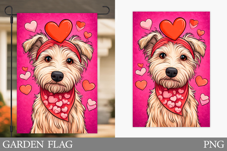 Valentines Dog Garden Flag. Valentines Garden Flag Design
