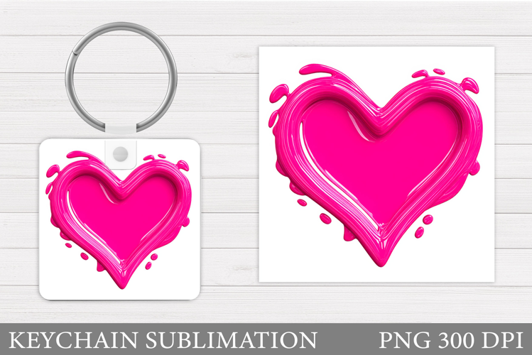 Heart Keychain Design. Valentine Keychain Sublimation
