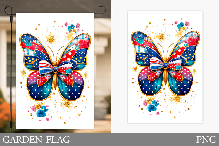 Butterfly Garden Flag Design. Summer Garden Flag Sublimation