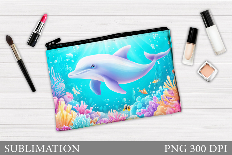 Dolphin Makeup Bag Sublimation. Dolphin Cosmetics Bag Design