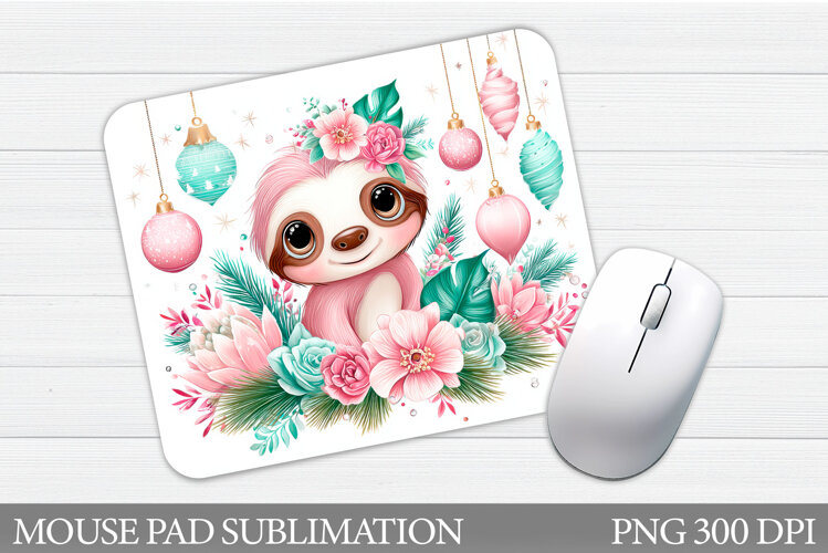 Christmas Sloth Mouse Pad. Christmas Mouse Pad Sublimation example image 1