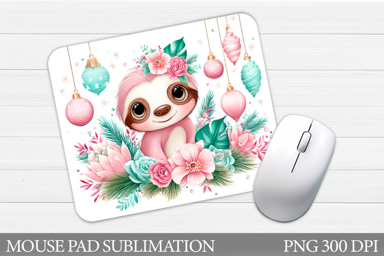 Christmas Sloth Mouse Pad. Christmas Mouse Pad Sublimation