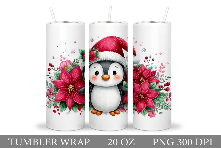 Cute Penguin Tumbler Design. Christmas Tumbler Sublimation
