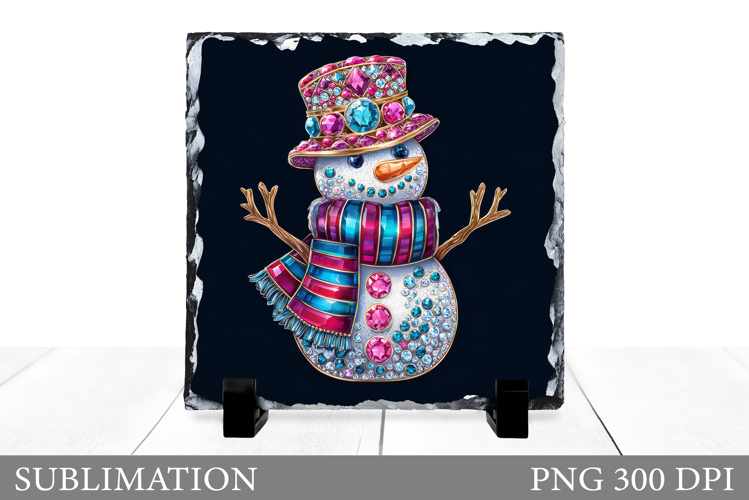 Sparkling Snowman Slate Design. Cute Snowman Sublimation