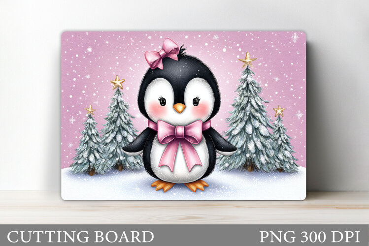 Cute Penguin Cutting Board. Christmas Cutting Board Design example image 1