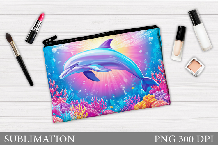 Dolphin Makeup Bag Sublimation. Dolphin Cosmetics Bag Design
