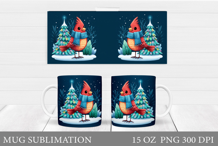 Cardinal Mug Design. Christmas Mug Sublimation