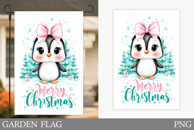 Penguin Garden Flag. Christmas Garden Flag Sublimation