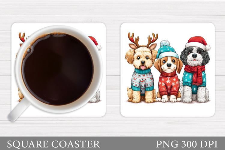 Christmas Dog Coaster Sublimation. Christmas Coaster Design