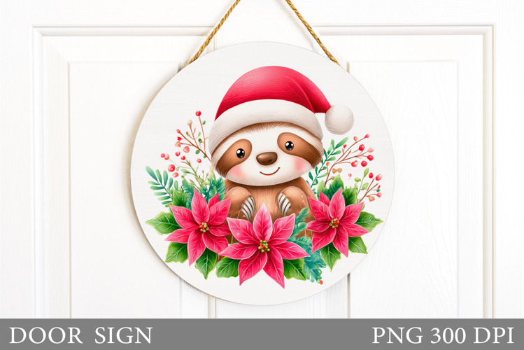 Christmas Sloth Door Sign. Christmas Door Sign Sublimation