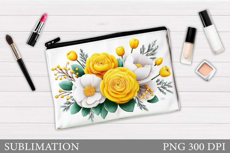 Floral Makeup Bag. Flowers Makeup Pouch Sublimation