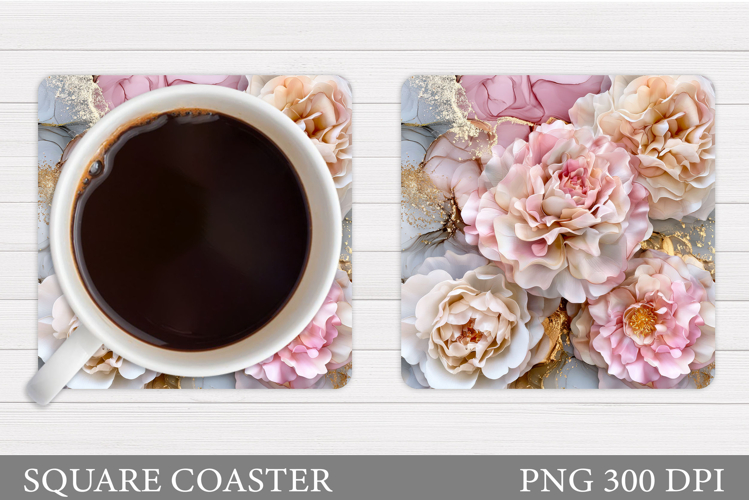 Floral Coaster Sublimation. Flowers Coaster Design