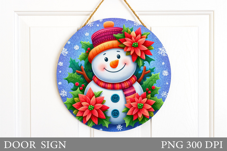 Christmas Snowman Door Sign. Christmas Door Sign Sublimation