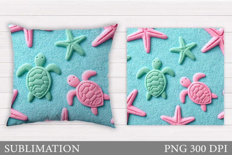 Sea Turtle Pillow Design. Sea Turtle Sublimation example image 1