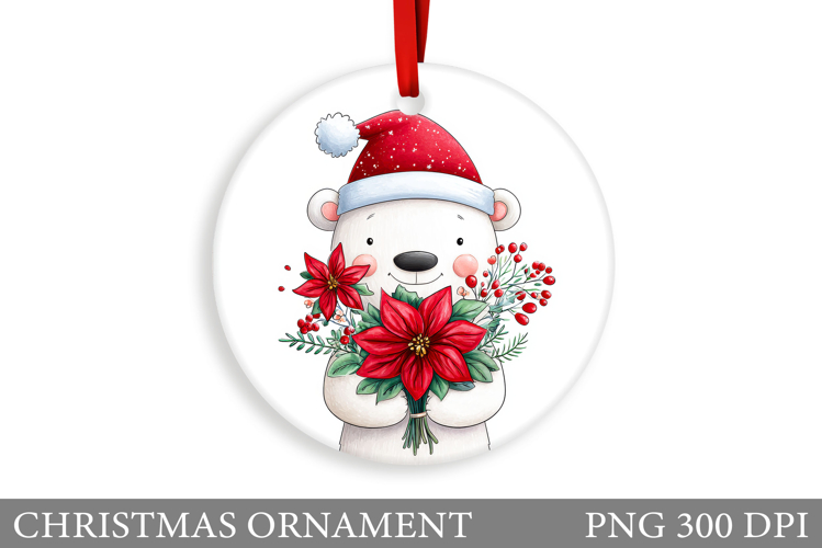 Polar Bear Christmas Ornament. Christmas Bear Sublimation