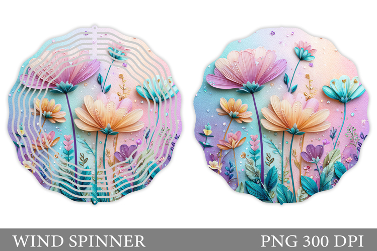 Floral Wind Spinner Sublimation. Flowers Wind Spinner Design