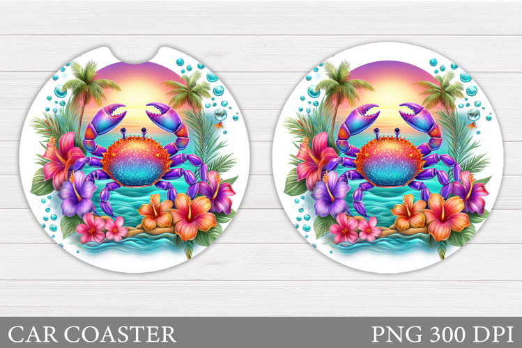 Crab Car Coaster Design. Sea Car Coaster Sublimation