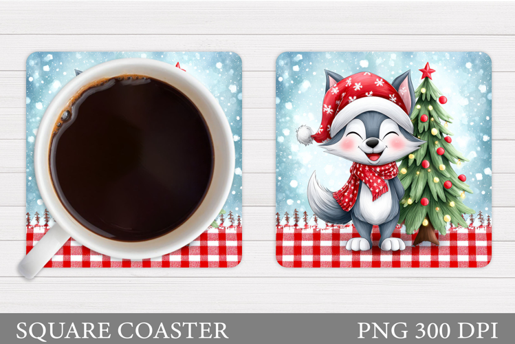 Christmas Wolf Coaster. Christmas Coaster Sublimation