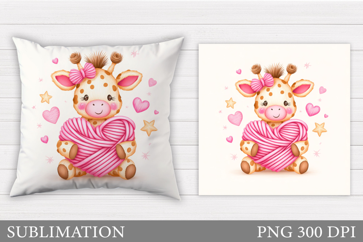 Valentines Giraffe Pillow. Valentines Pillow Sublimation