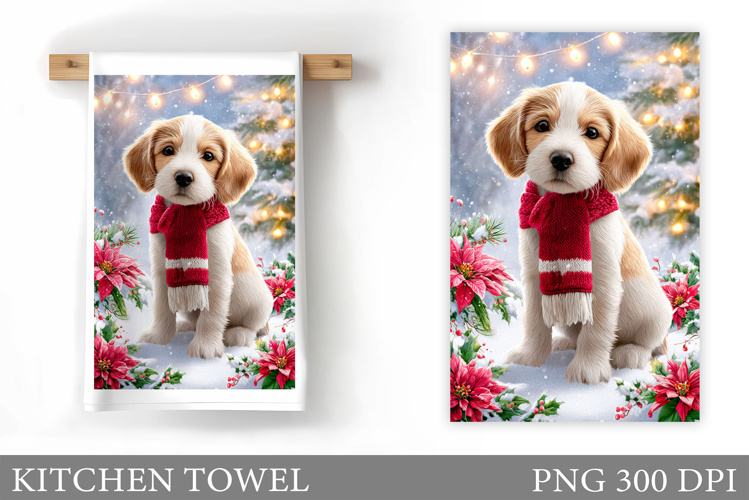 Christmas Dog Kitchen Towel. Christmas Kitchen Towel Design