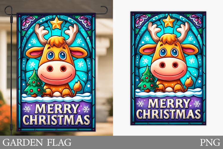 Christmas Cow Garden Flag. Christmas Garden Flag Sublimation