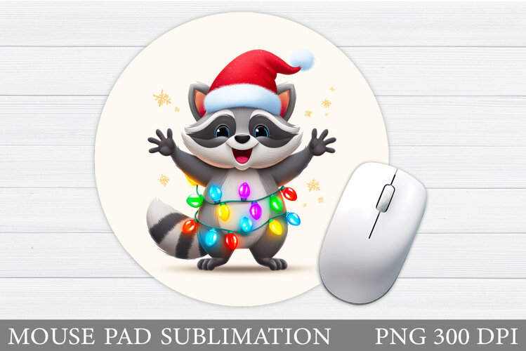 Christmas Raccoon Mouse Pad. Christmas Mouse Pad Design example image 1