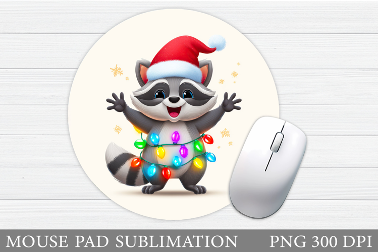 Christmas Raccoon Mouse Pad. Christmas Mouse Pad Design