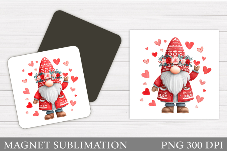 Valentines Gnome Magnet. Valentines Magnet Design