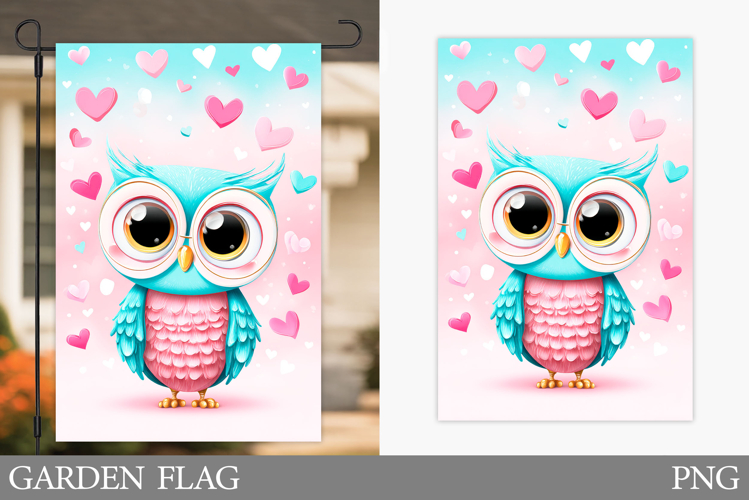 Valentines Owl Garden Flag. Valentines Garden Flag Design