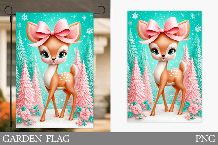 Cute Deer Garden Flag. Christmas Garden Flag Sublimation